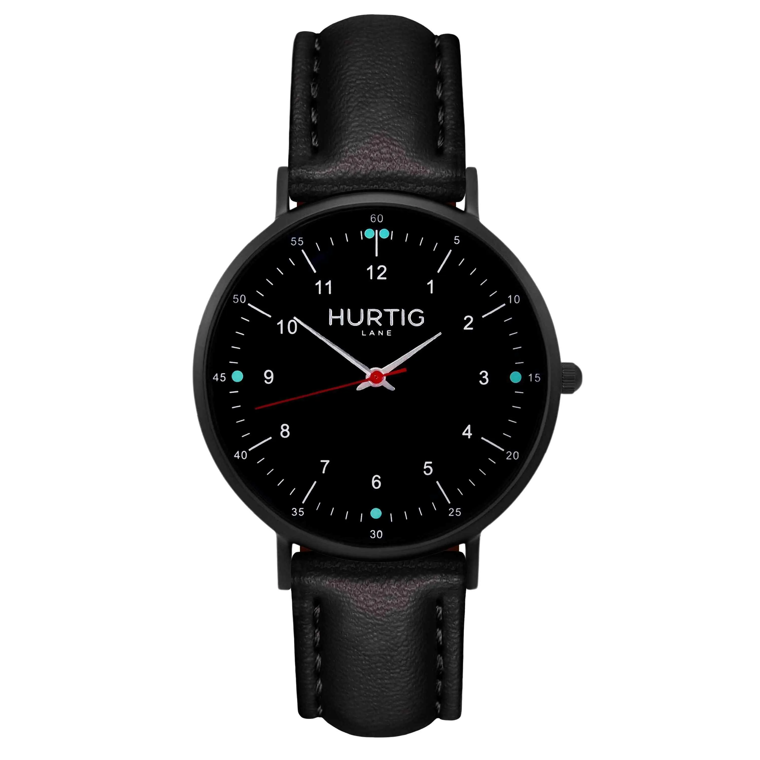 Moderna Vegan Leather Watch All Black & Tan