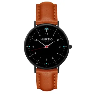 Moderna Vegan Leather Watch All Black & Tan
