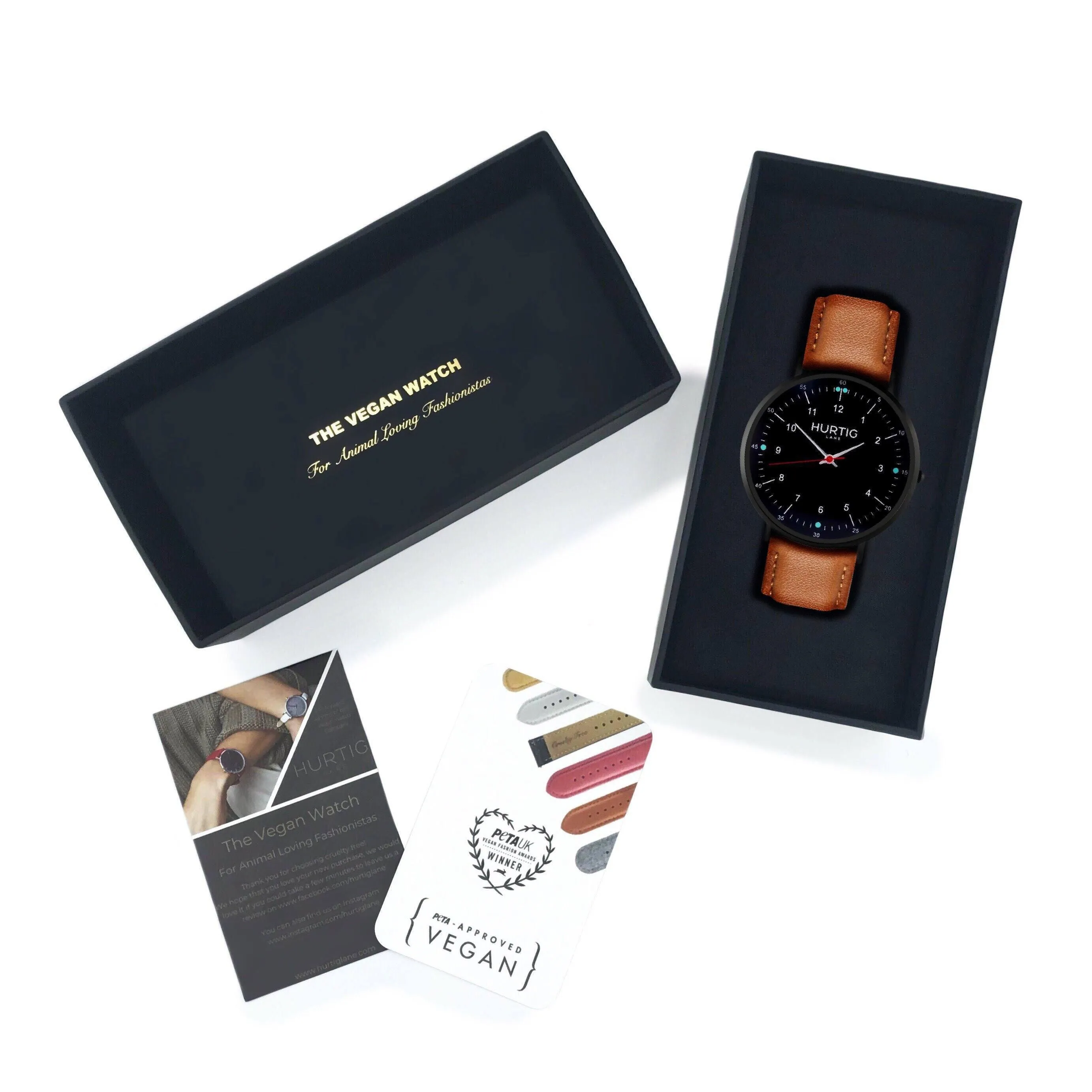 Moderna Vegan Leather Watch All Black & Tan