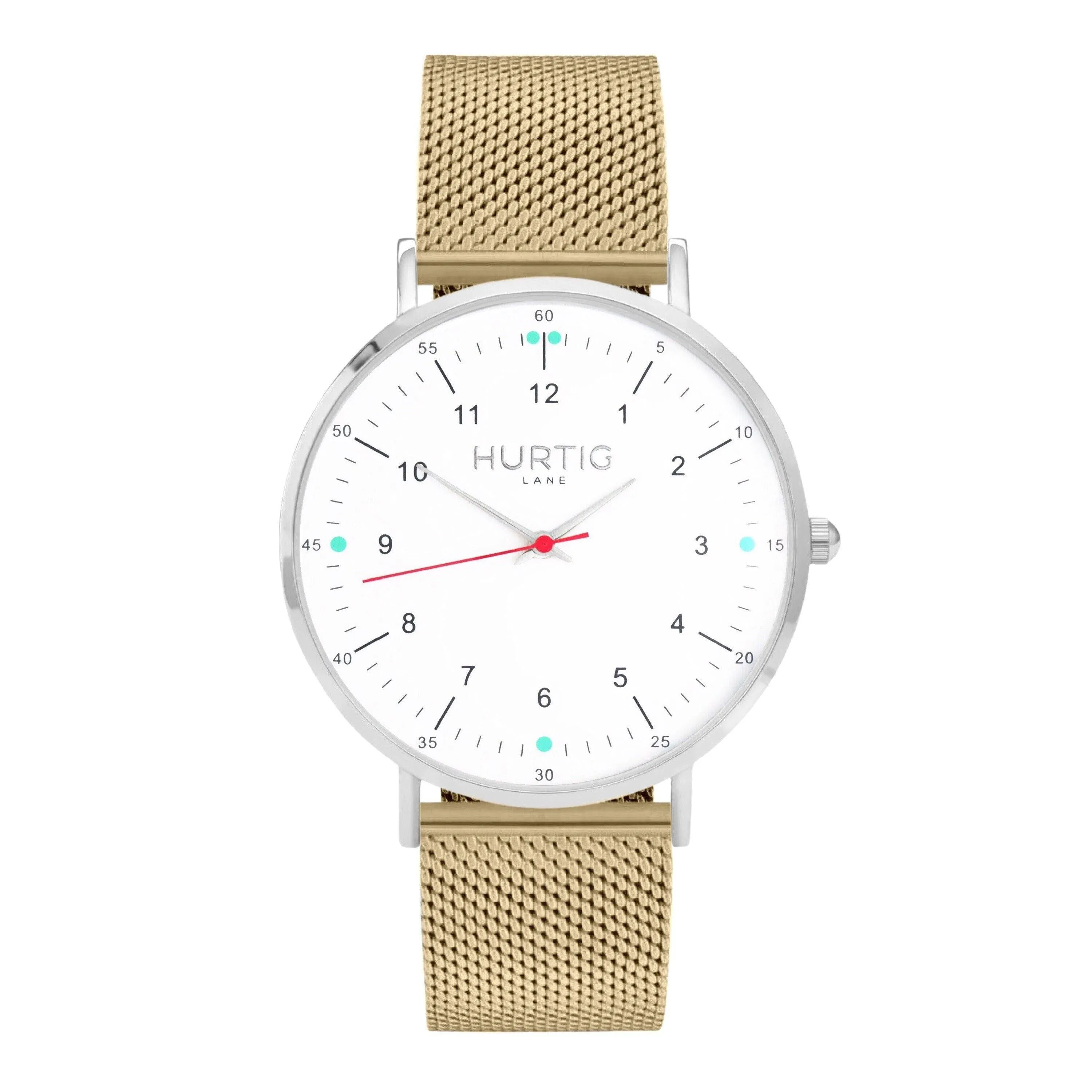 Moderno Stainless Steel Watch Silver, White & Gold