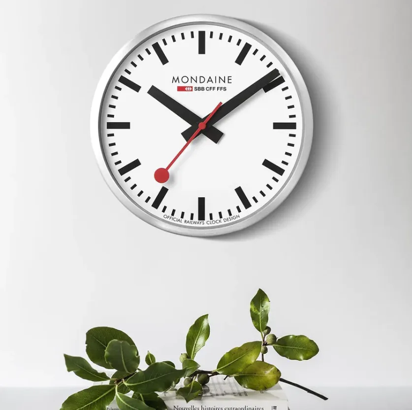 MONDAINE OFFICIAL SWISS RAILWAYS WALL CLOCK 40mm // Silver