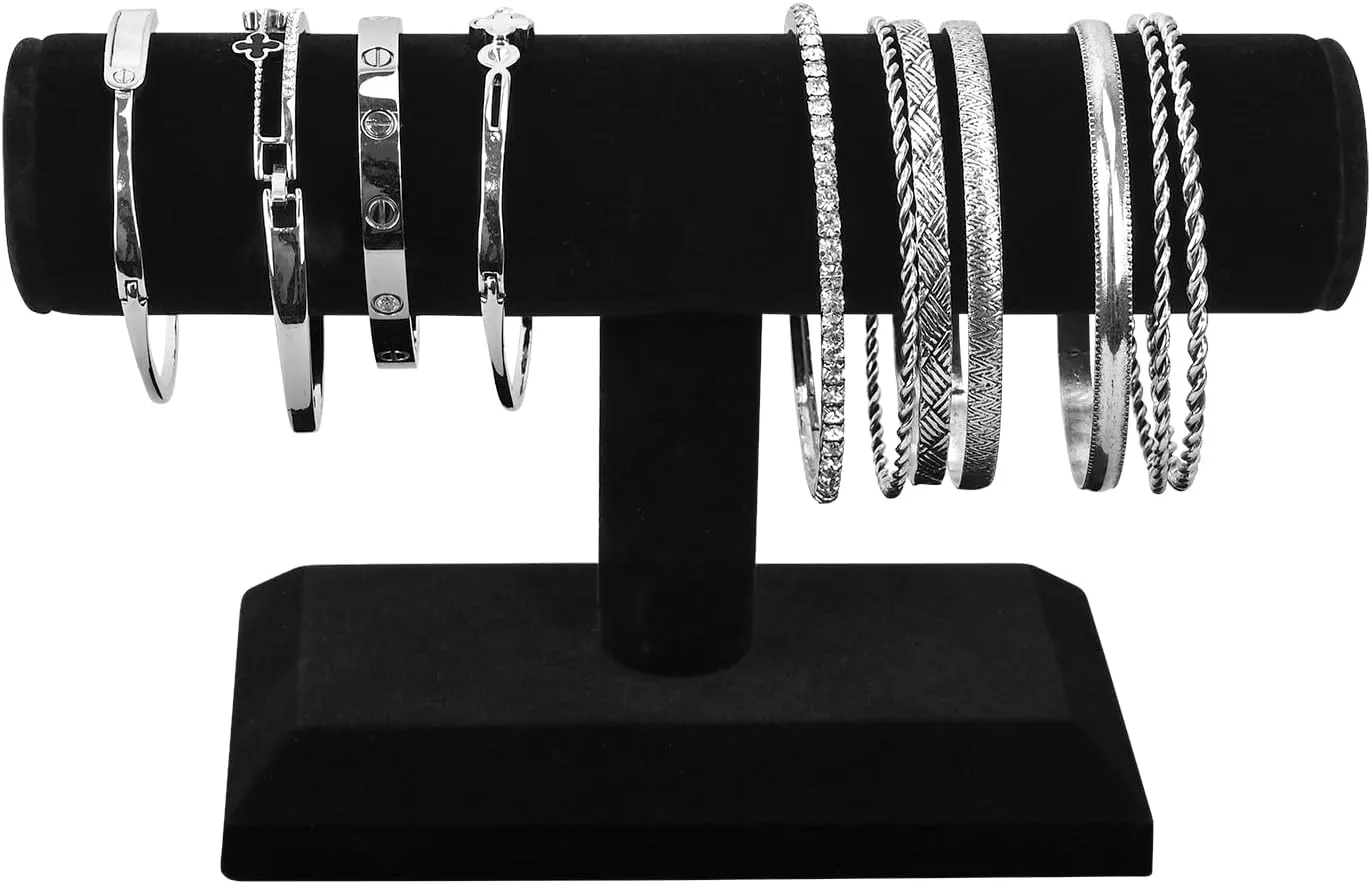 MOOCA 2 Pcs Black Velvet Hovering Bracelet Jewelry Display for Home Organization Bracelet Holder Stand Jewelry Organizer Watch Stand Display, Black Color