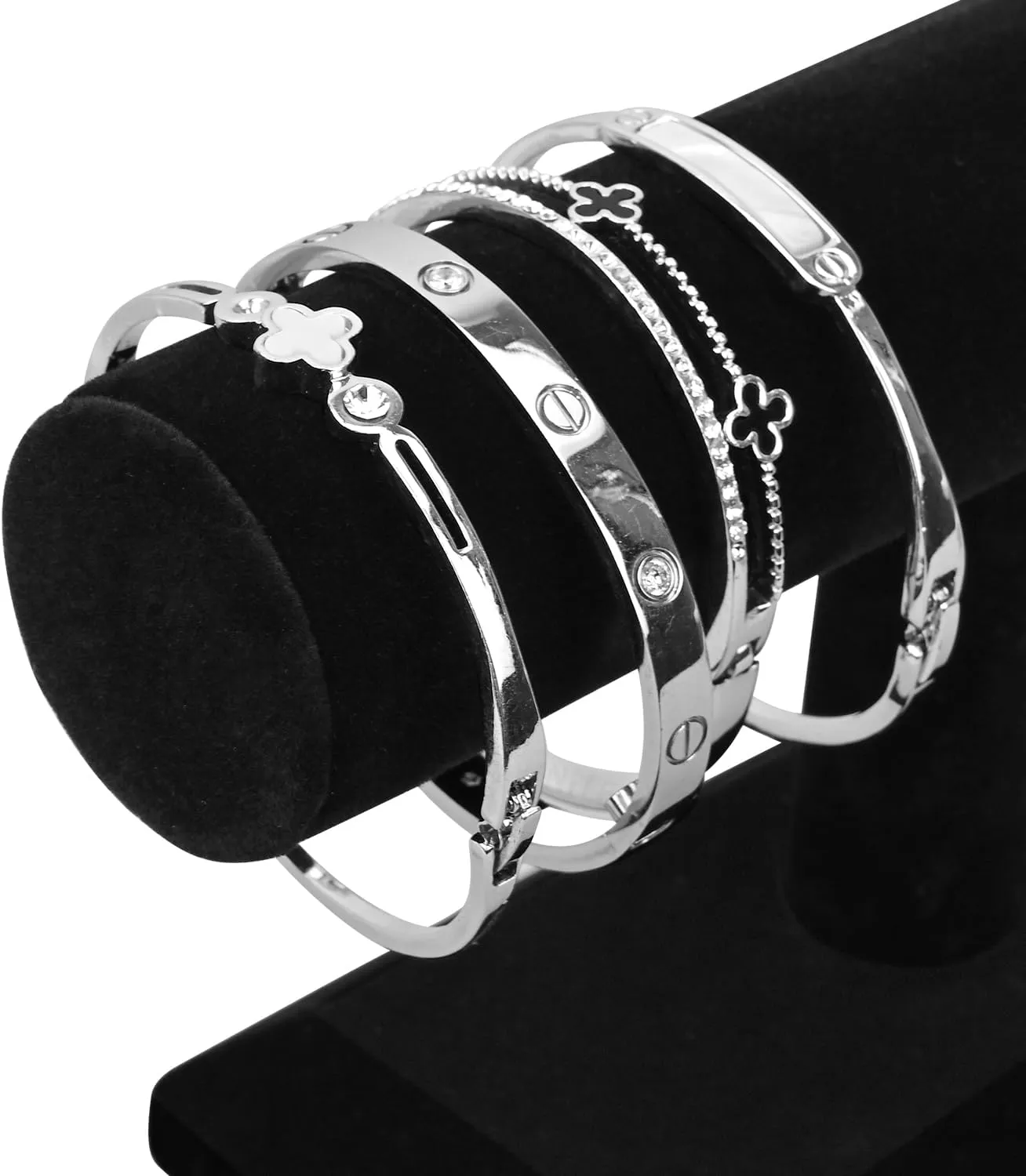 MOOCA 2 Pcs Black Velvet Hovering Bracelet Jewelry Display for Home Organization Bracelet Holder Stand Jewelry Organizer Watch Stand Display, Black Color