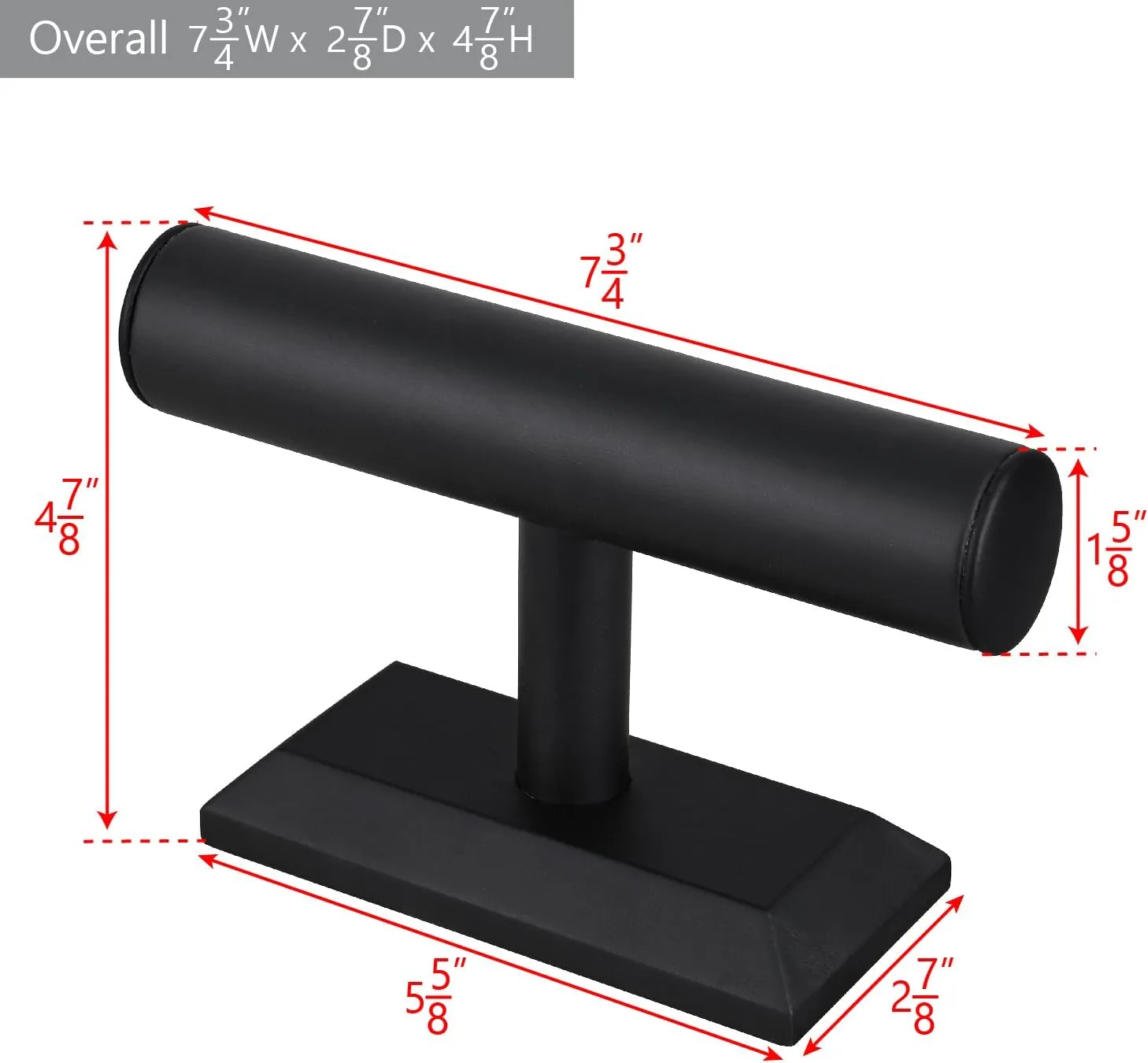 MOOCA Black Deluxe PU Faux Leather Jewelry Holder Organizer, Wooden Bracelet Holder Stand, T-Bar Display Stand, Jewelry Organizer Stand for Bracelets, Bangles, and Watches