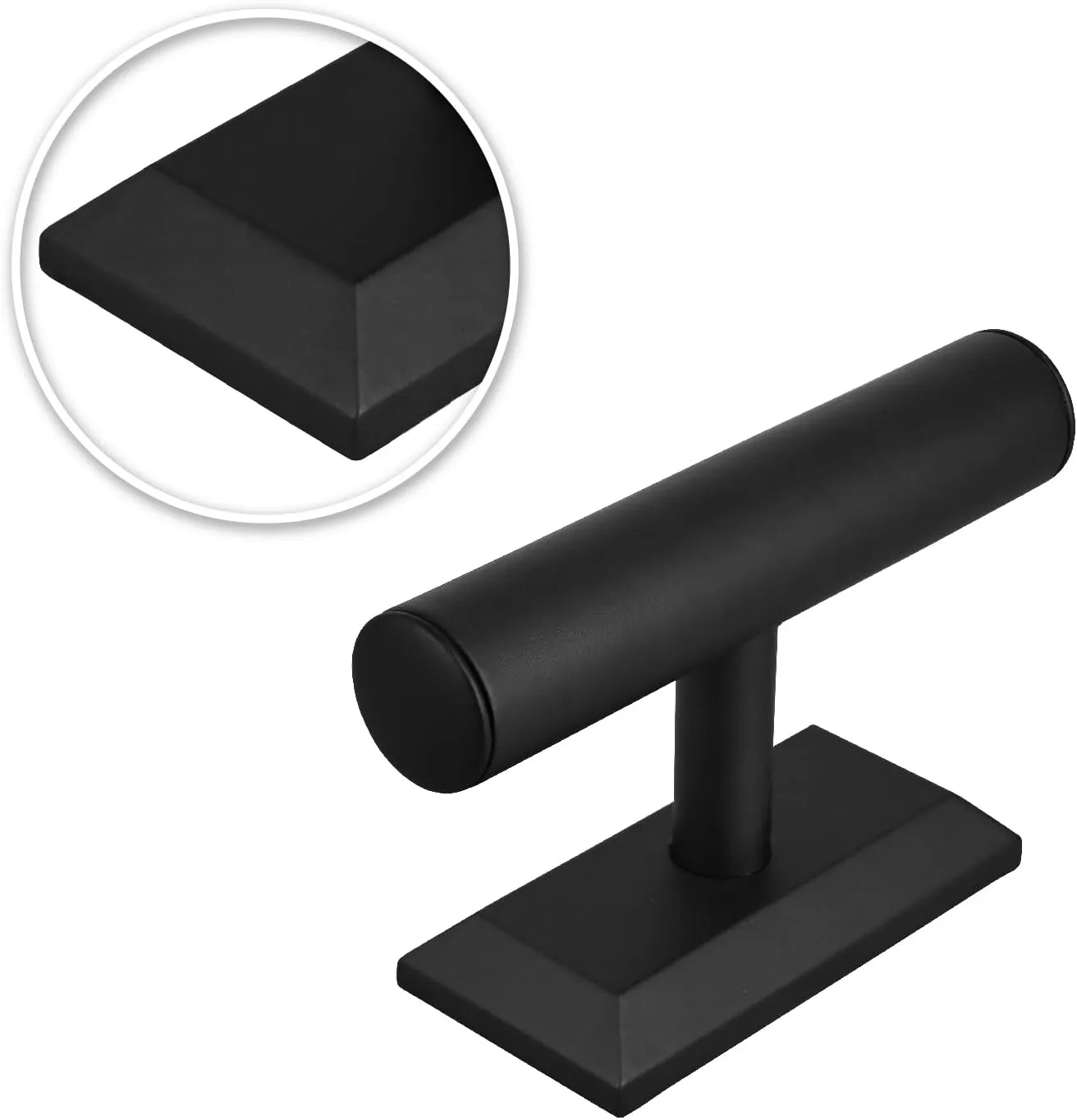 MOOCA Black Deluxe PU Faux Leather Jewelry Holder Organizer, Wooden Bracelet Holder Stand, T-Bar Display Stand, Jewelry Organizer Stand for Bracelets, Bangles, and Watches