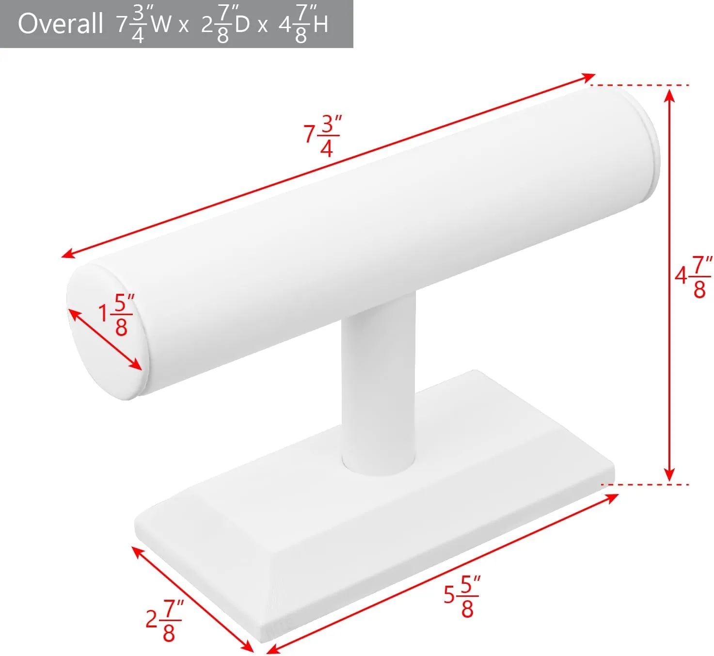 MOOCA T-Bar Deluxe Wooden Bracelet Holder Display, Watch Hoder, Bracelet Display Stand, Jewelry Stand Organizer, White Leatherette
