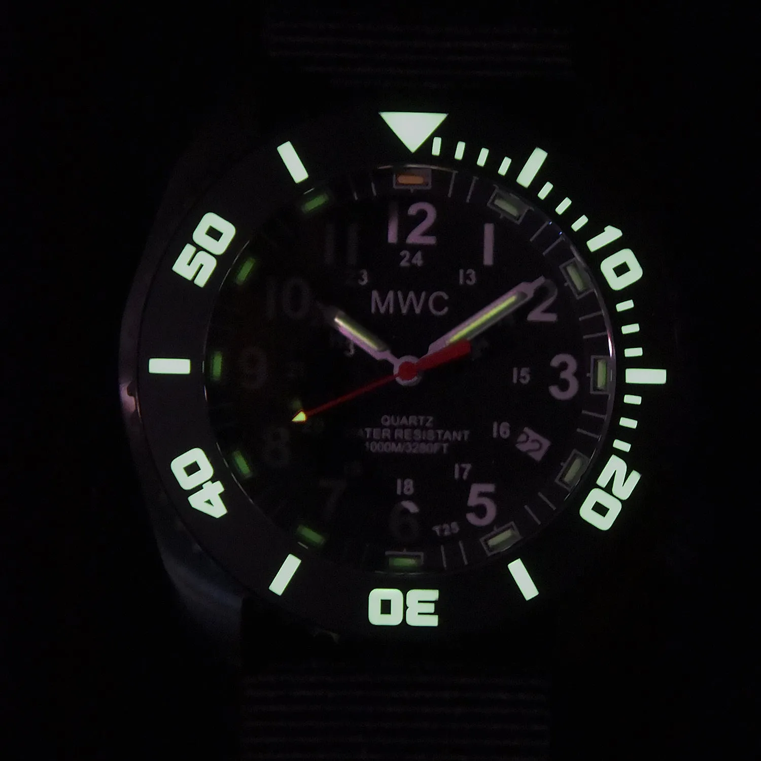 MWC "Depthmaster" 100atm / 3,280ft / 1000m Water Resistant Military Divers Watch in PVD Stainless Steel Case with GTLS and Helium Valve (10 Year Battery Life)