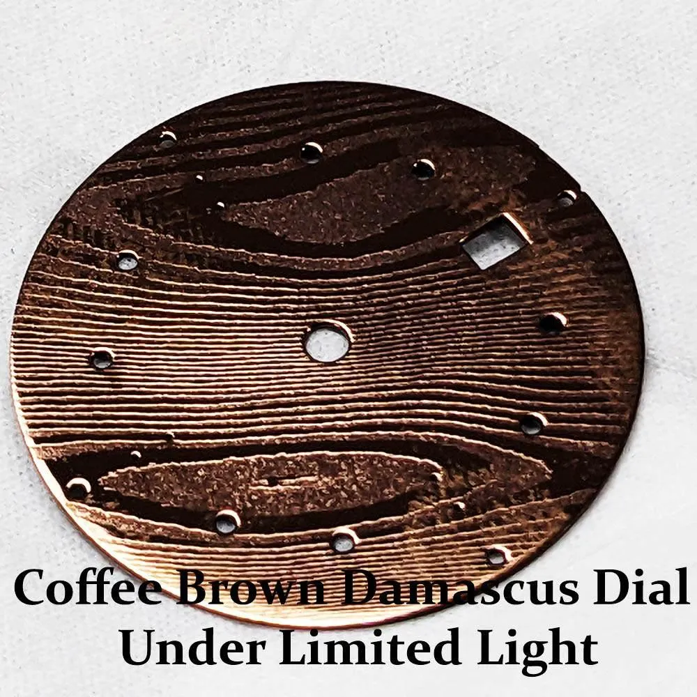 Oceaneva Mens Deep Marine Explorer II Coffee Brown Damascus Steel Dial Watch Rubber