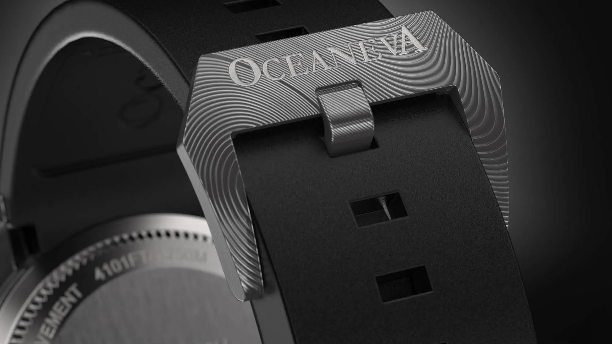 Oceaneva Mens Deep Marine Explorer II Coffee Brown Damascus Steel Dial Watch Rubber