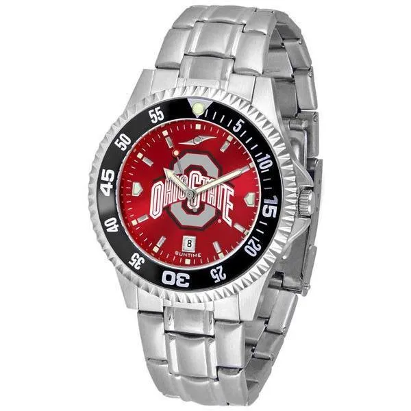 Ohio State Buckeyes Mens Competitor AnoChrome Steel Band Watch w/ Colored Bezel