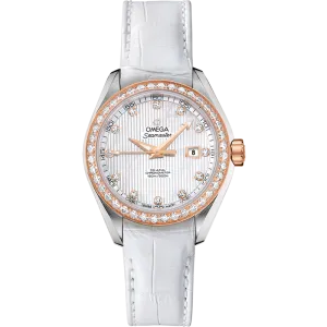 Omega Seamaster Aqua Terra 150M 34 mm, steel - red gold on leather strap