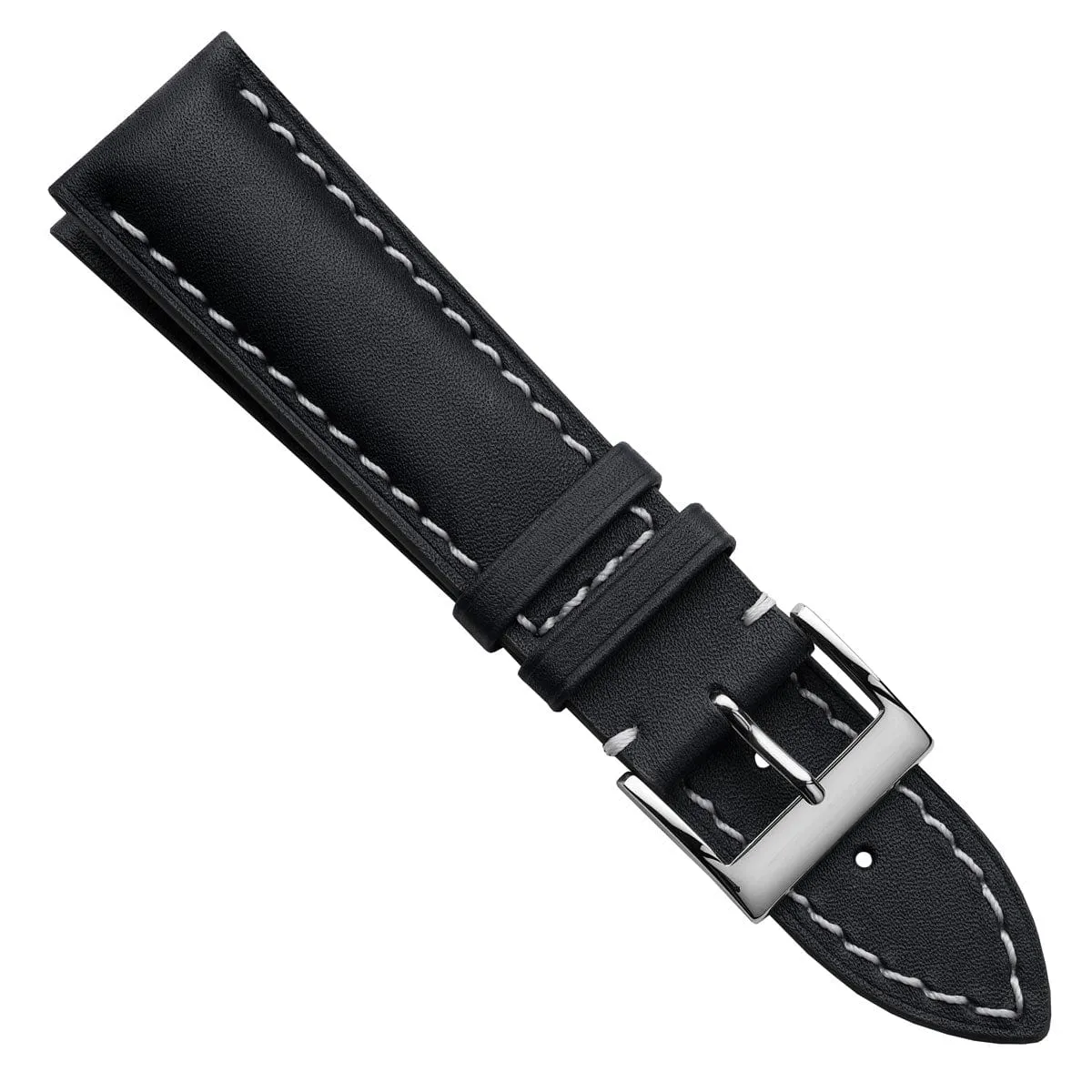 Ostend Thick Padded Leather Watch Strap - Baranil Marine Blue