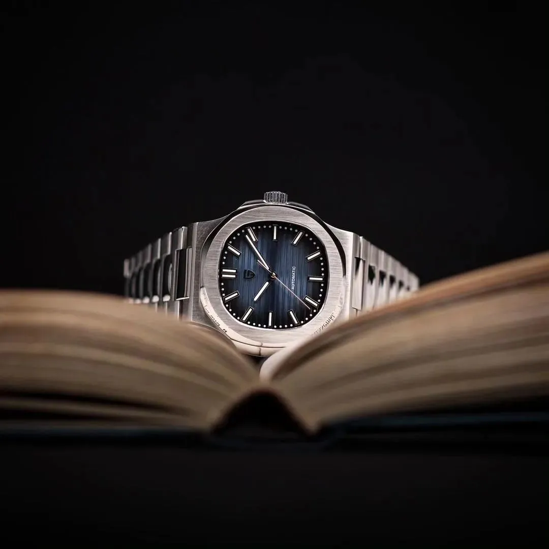 Pagani Design Men's Automatic Watch, Automatic Chronograph, Business Watch, Men's Stainless Steel Bracelet, Sapphire Watch, 100M Water Resistant, ST16 Automatic Movement