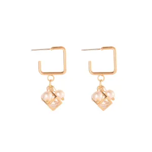 Pearl Cube Crystal Zircon Earrings