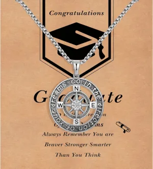 Peeshow Graduation Gifts for Him 2025, Compass Necklace for Men, College Graduation Gifts for Men Son Grandson Friends Class of 2025 Necklace Mens Jewelry Gift