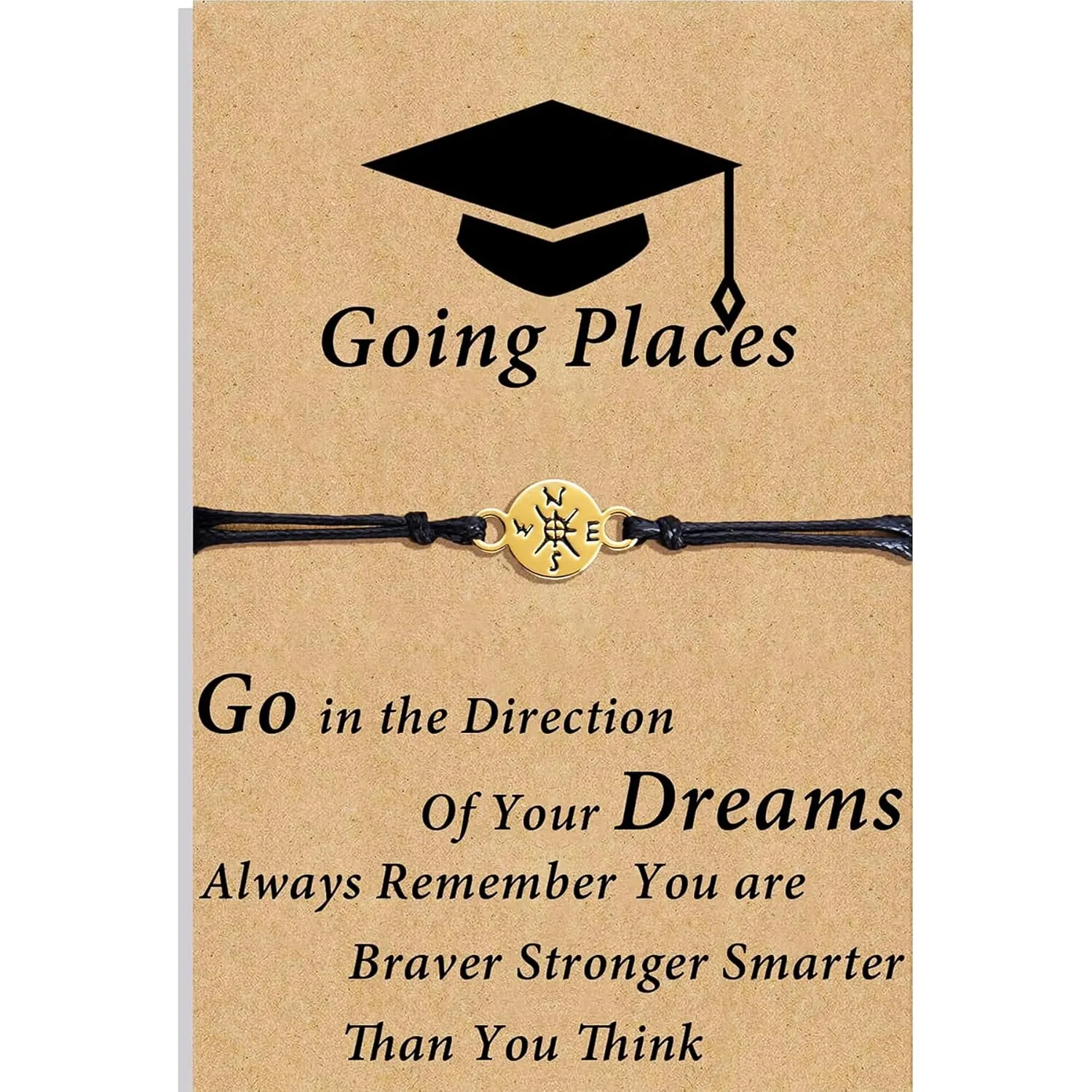 Personalized Graduation Gifts for Her Him,Compass Bracelet with Graduation Card,Compass Graduation Gift,High School College Graduation Gifts (gold)