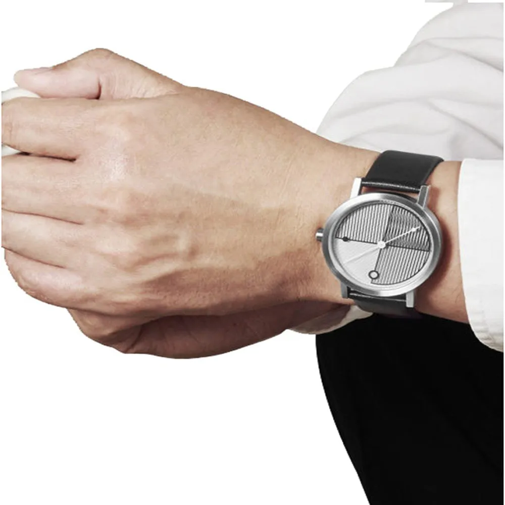 Projects Hatch Unisex Black Leather Band Grey Quartz Dial Watch - PJT-7701S-BL