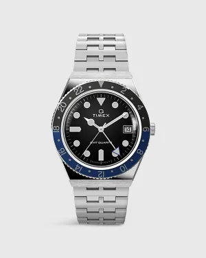 Q Timex GMT Watch in Black/Blue