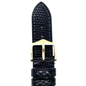 Rainbow - 18mm Black Long Medium Leather Watch Strap