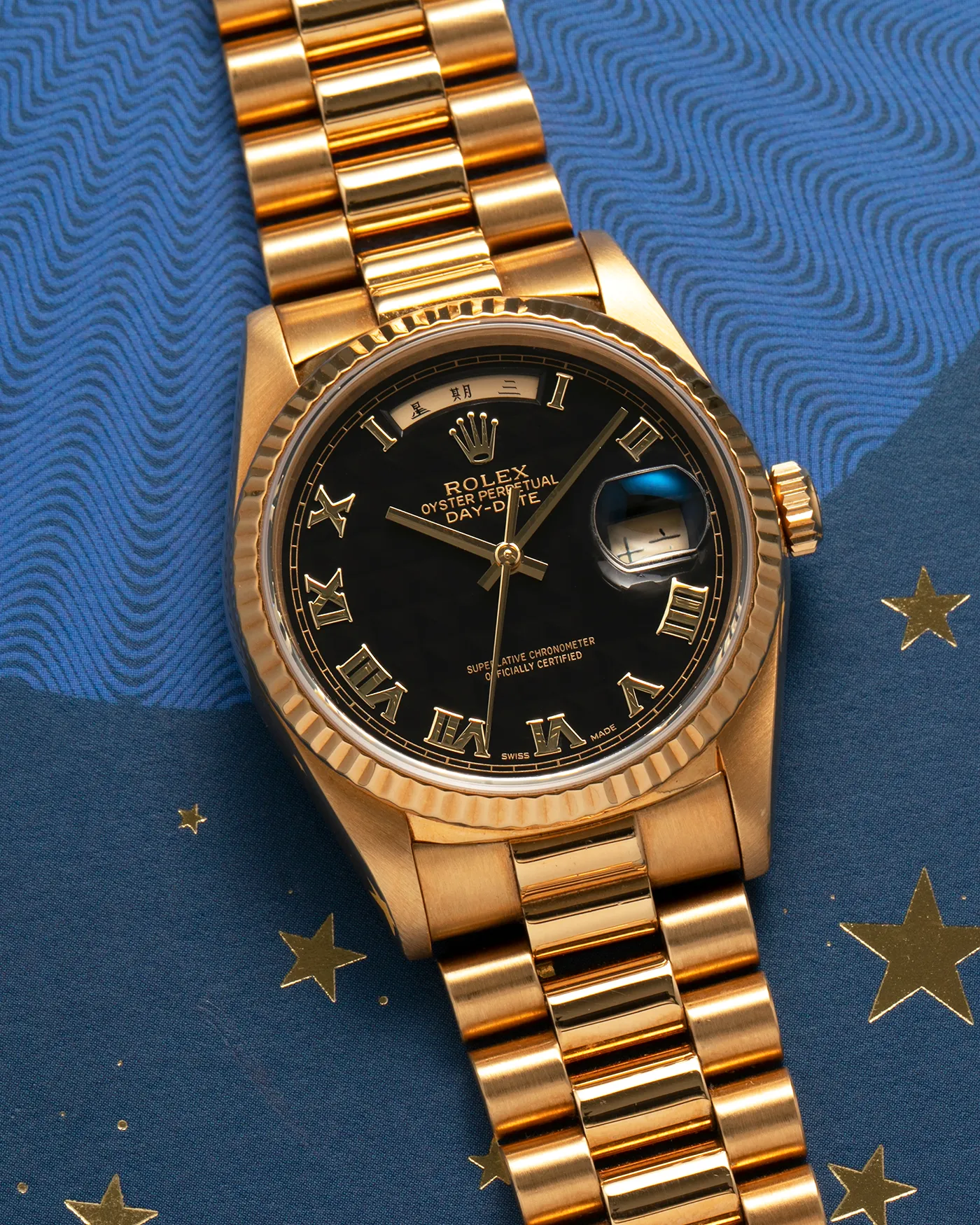 Rolex Day-Date 18238 Black Pyramid Dial Chinese Date