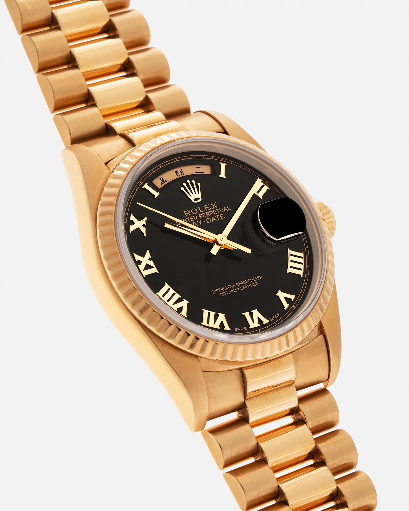 Rolex Day-Date 18238 Black Pyramid Dial Chinese Date