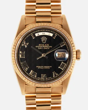 Rolex Day-Date 18238 Black Pyramid Dial Chinese Date