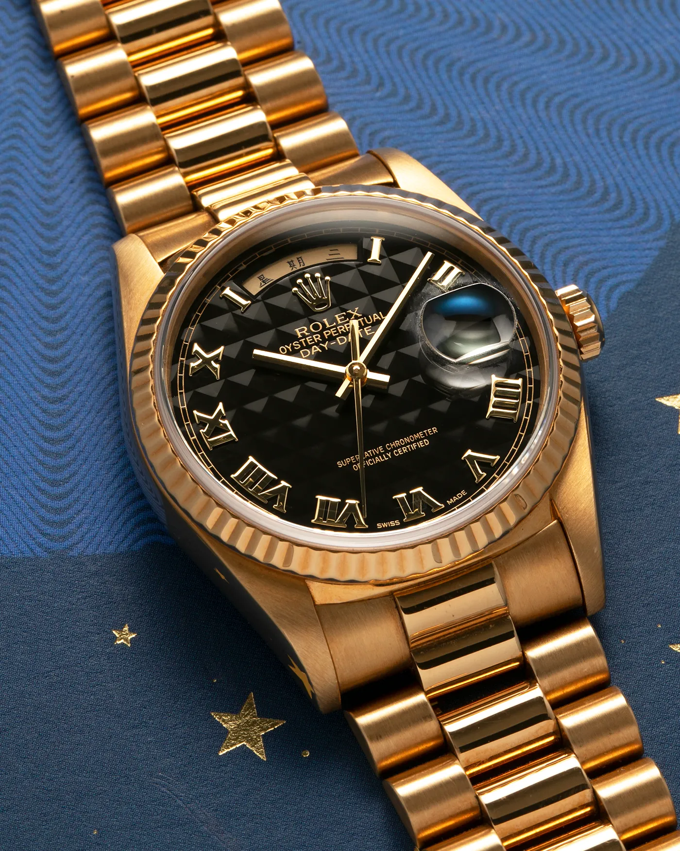 Rolex Day-Date 18238 Black Pyramid Dial Chinese Date