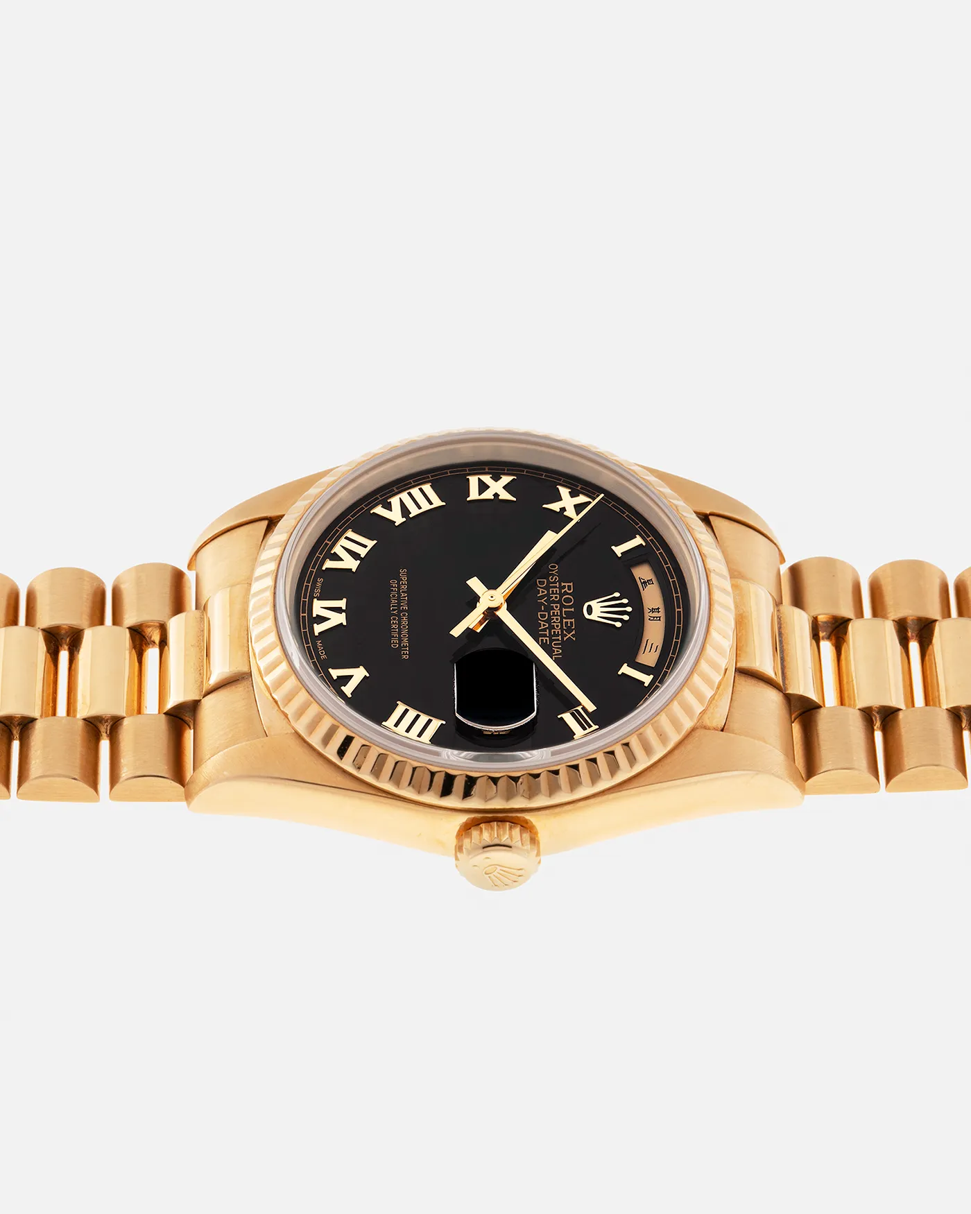 Rolex Day-Date 18238 Black Pyramid Dial Chinese Date