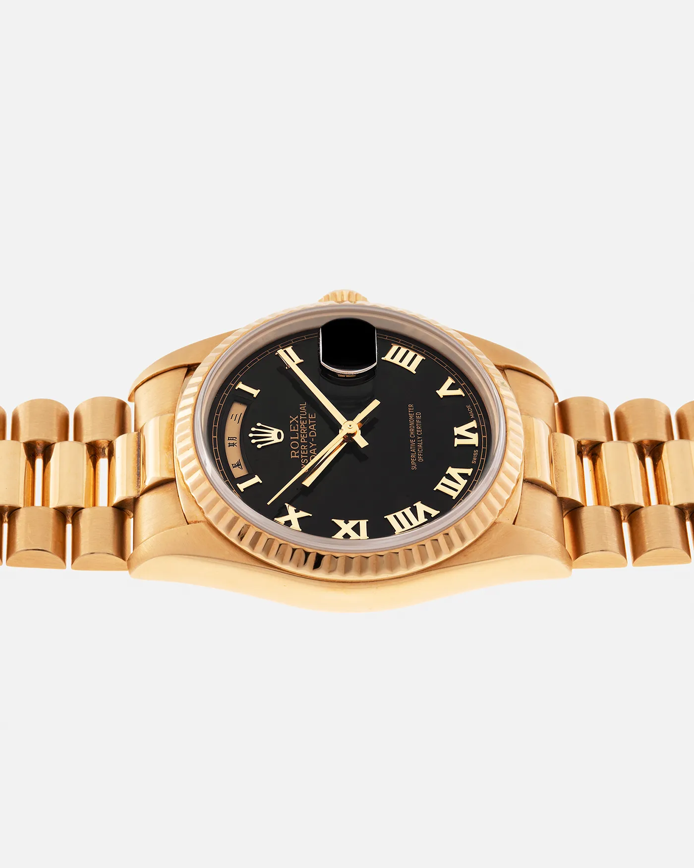 Rolex Day-Date 18238 Black Pyramid Dial Chinese Date