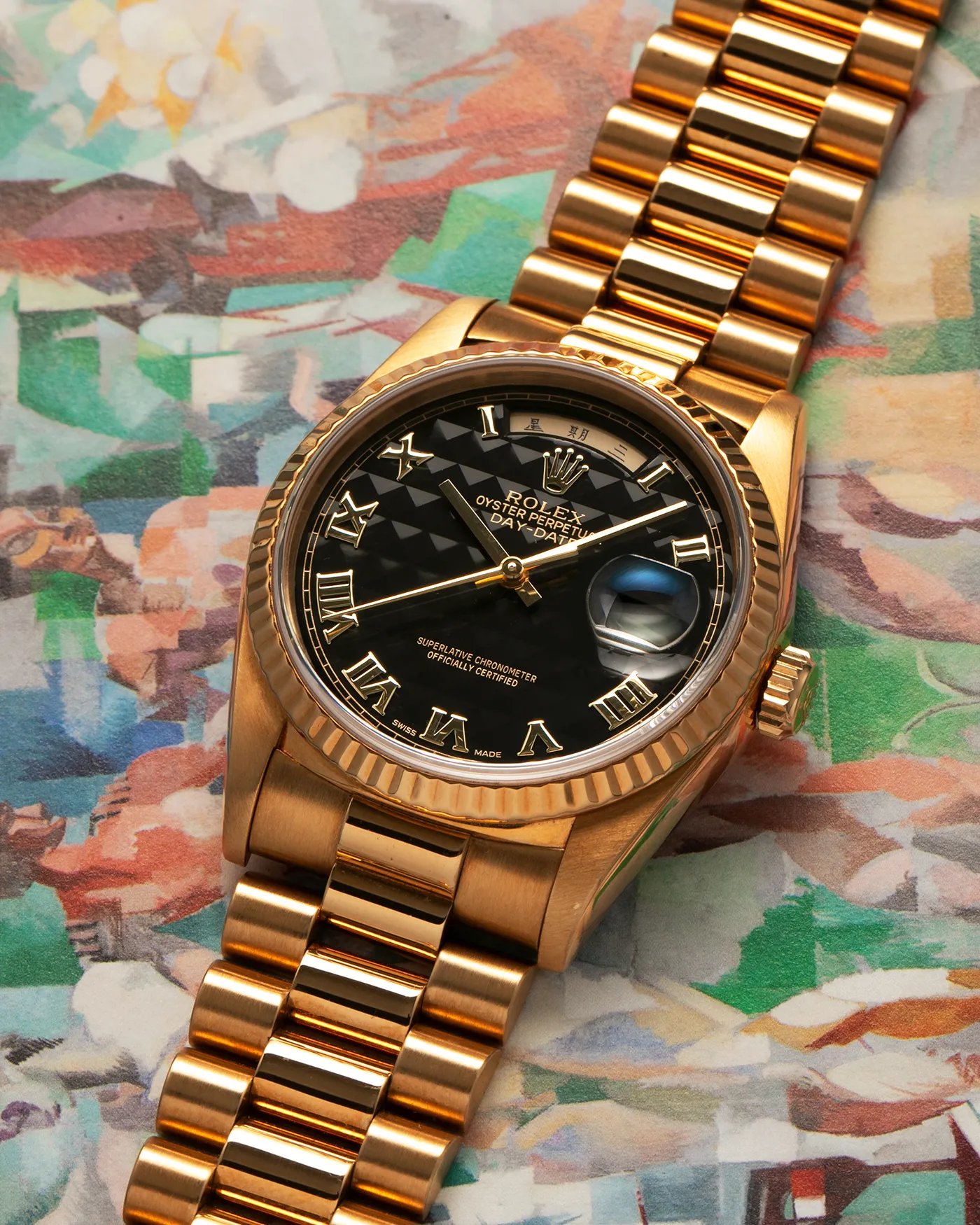 Rolex Day-Date 18238 Black Pyramid Dial Chinese Date