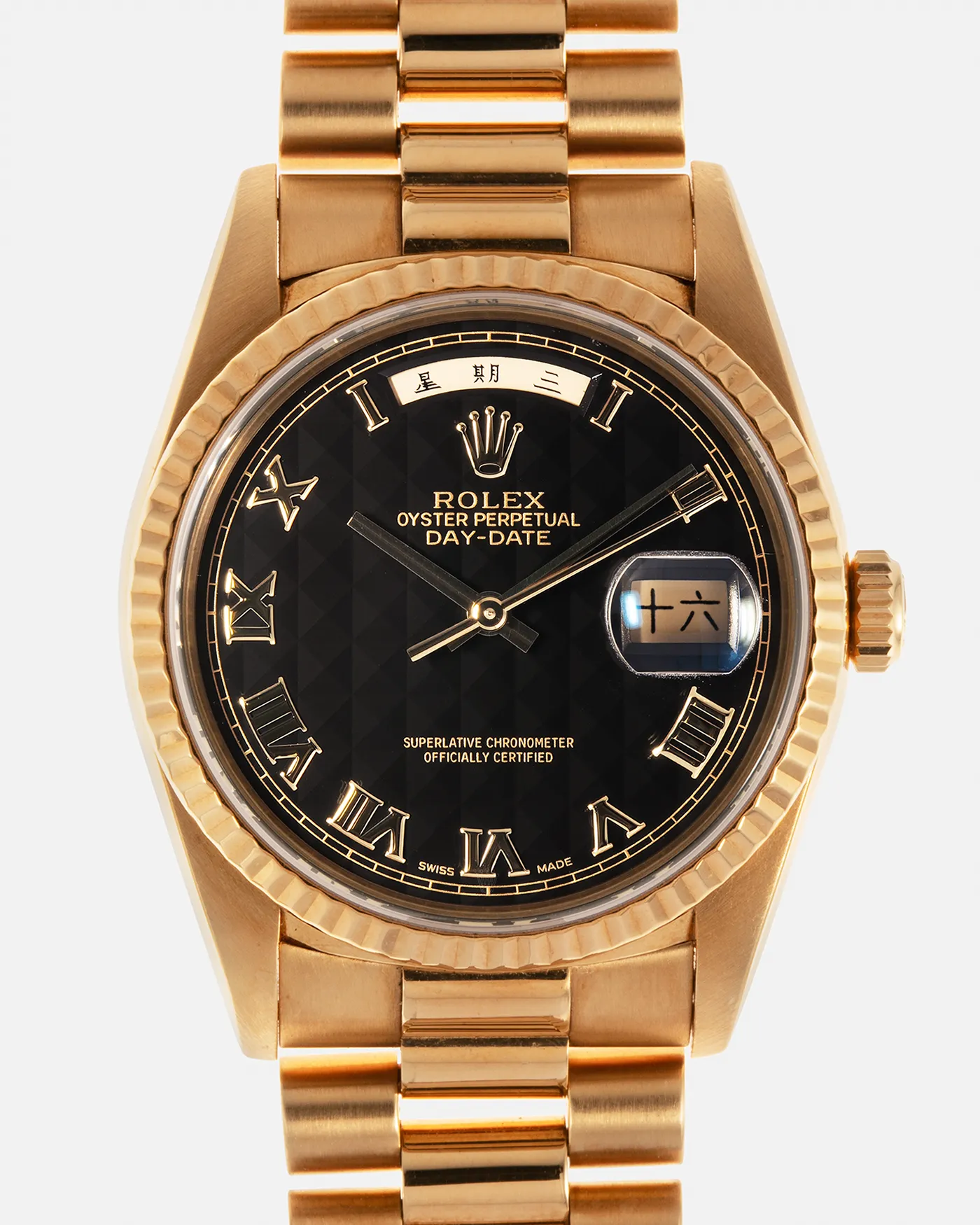 Rolex Day-Date 18238 Black Pyramid Dial Chinese Date