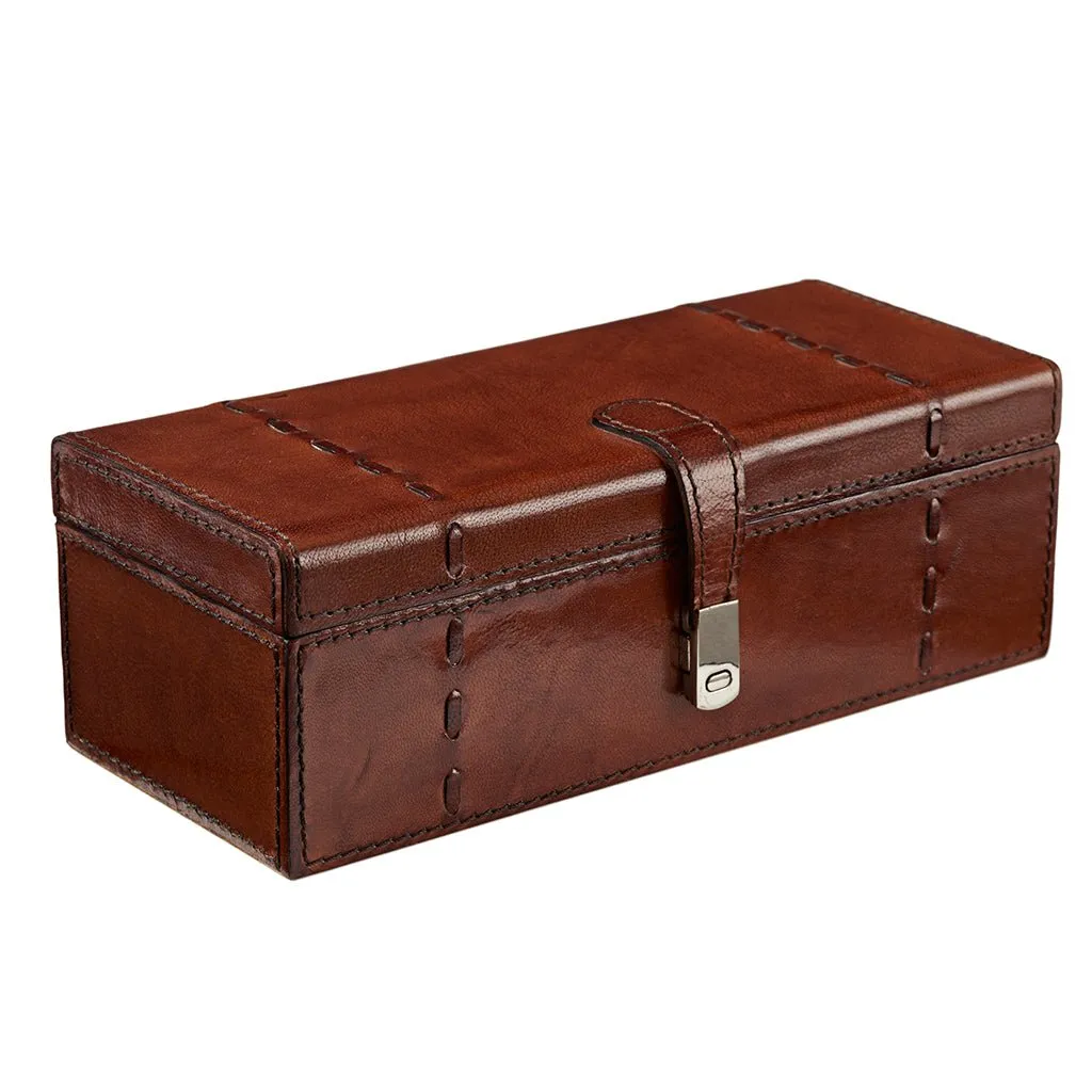 Seconds Leather Watch Box For Three Watches Conker Brown