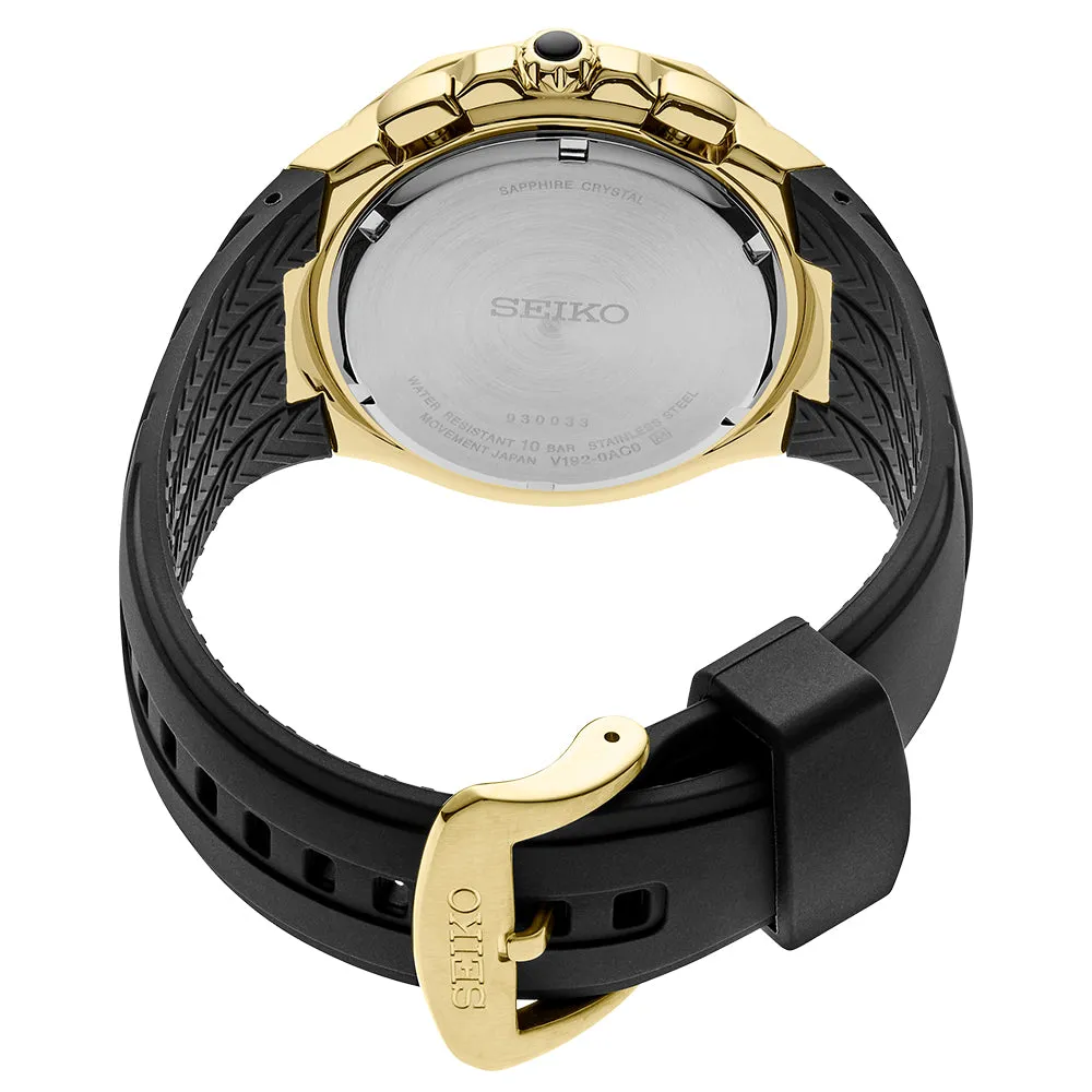 SEIKO Mens Coutura Black Dial Silicone Strap Solar Chronograph Watch - SSC810