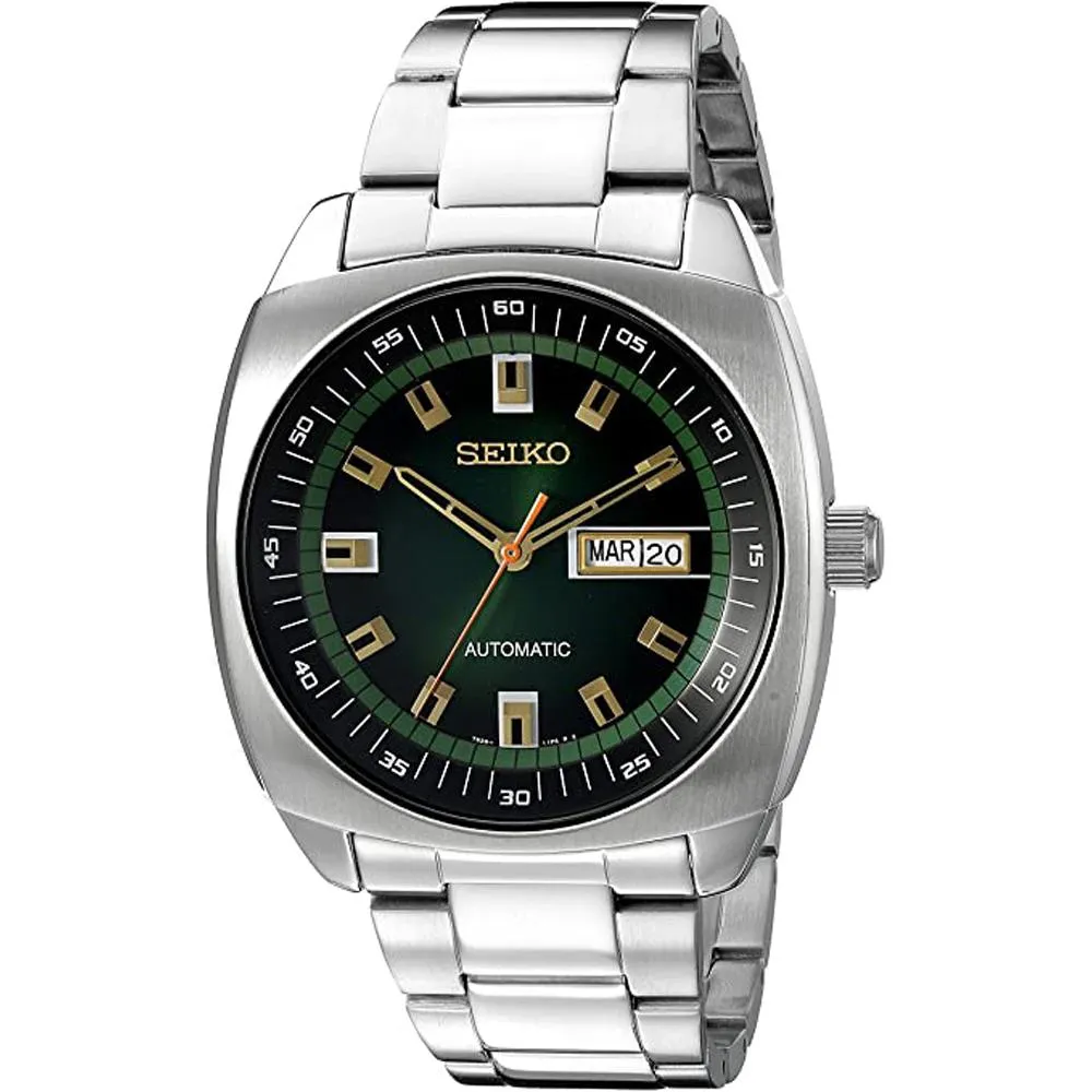 Seiko Mens Recraft Stainless Steel Bracelet Green Dial Japanese Quartz Watch - SNKM97