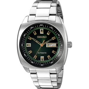 Seiko Mens Recraft Stainless Steel Bracelet Green Dial Japanese Quartz Watch - SNKM97