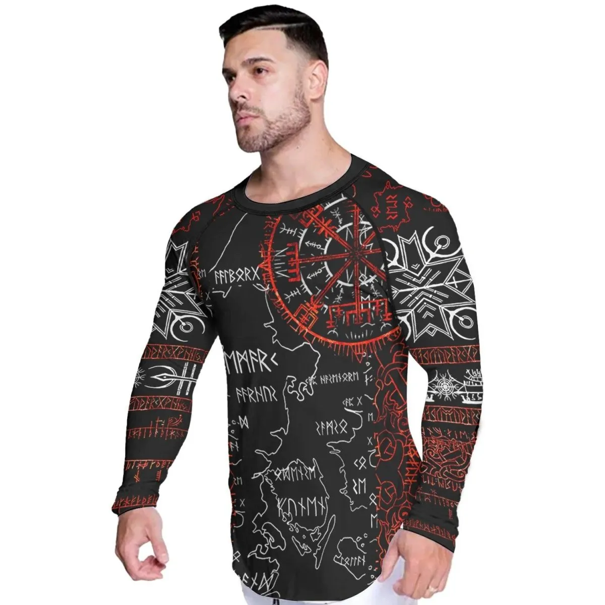 Sol Rune Viking Compass Men's Long Sleeve Rash Guard