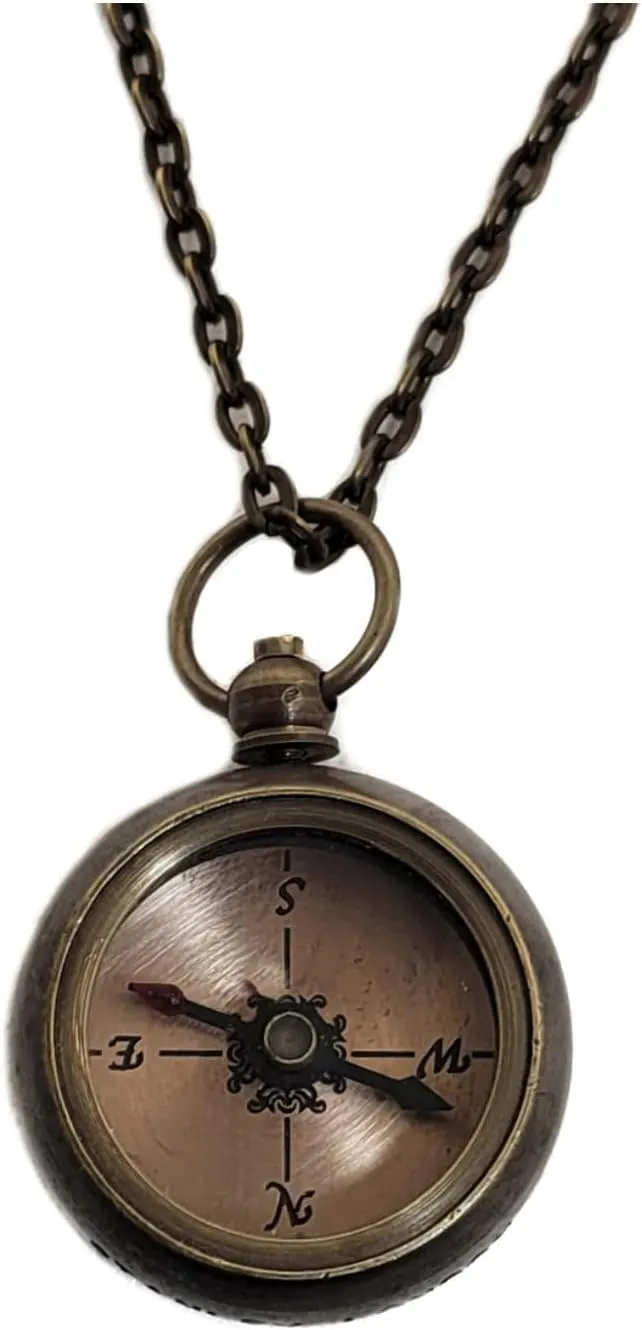 Stanley London Engraved Antique Brass Working Compass Necklace | Personalized Gift for Her, Women, Wife, Girlfriend, Daughter, Niece, Adventurer, Traveler