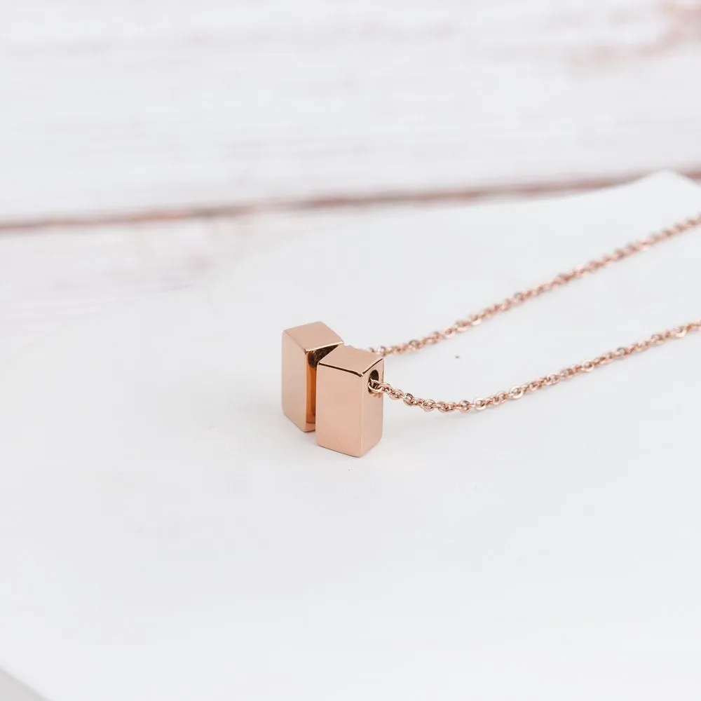 Step Mom Gift, Gift for Other Mom, Cube Necklace Jewelry Gift, Mothers Day Gift, Birthday Gift for Her,Two Cube Necklaces with Wish Card -[Rose Gold]