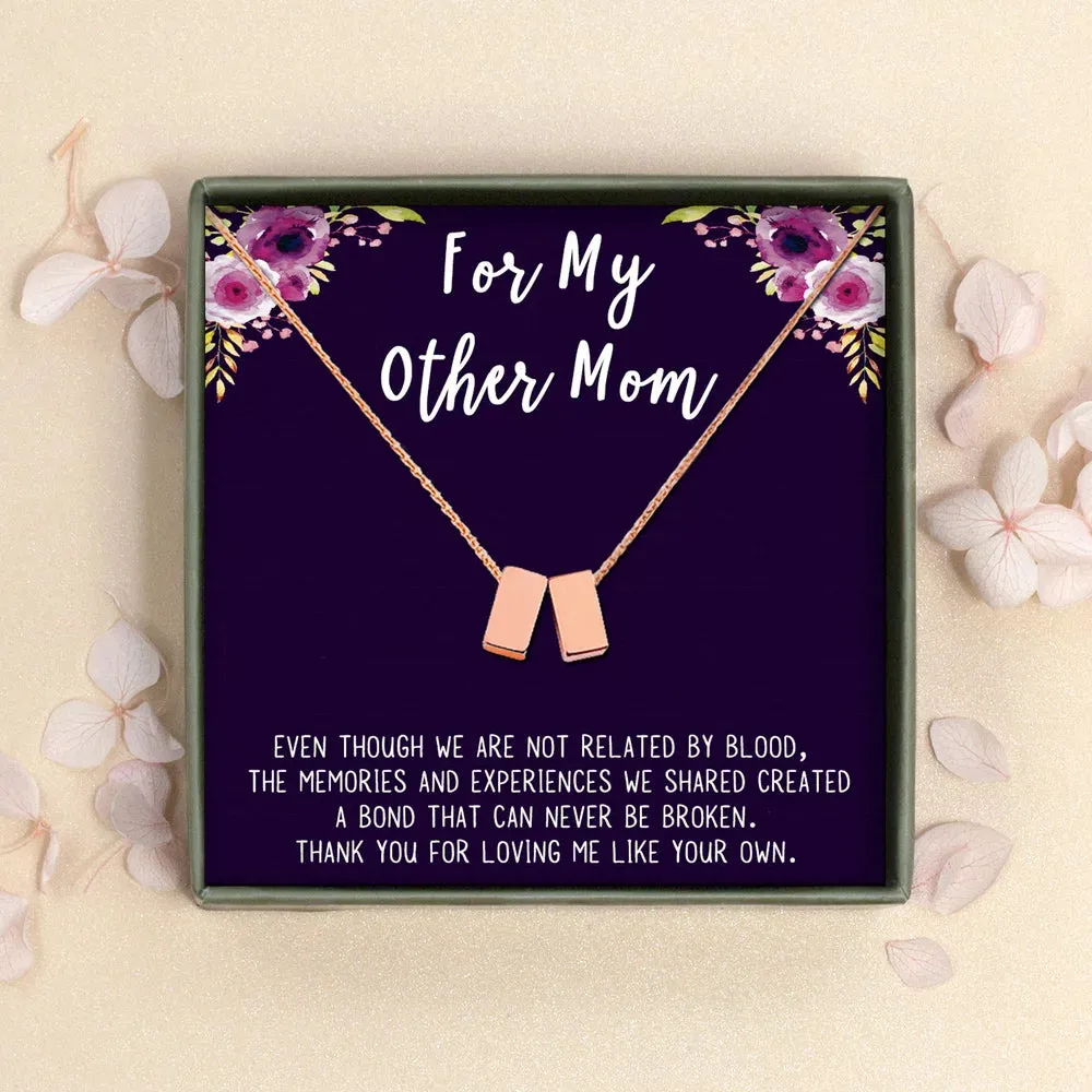 Step Mom Gift, Gift for Other Mom, Cube Necklace Jewelry Gift, Mothers Day Gift, Birthday Gift for Her,Two Cube Necklaces with Wish Card -[Rose Gold]