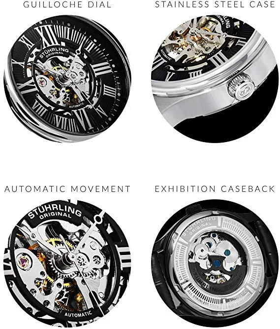 Stuhrling 747.02 Atrium Automatic Skeleton Black Watch