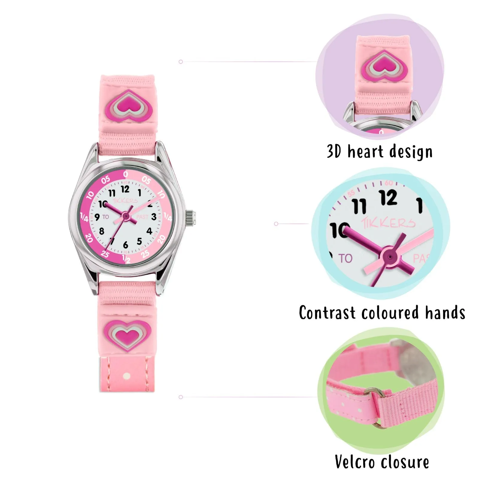 Tikkers Pink Heart Watch Gift Set ATK1031