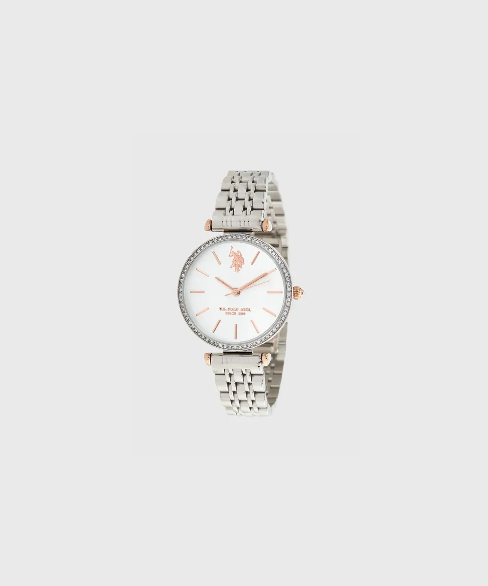 US POLO WOMEN ELEONOR STAINLESS STEEL BAND WITH STAINLESS STEEL PERSONALIZED BUCKLE