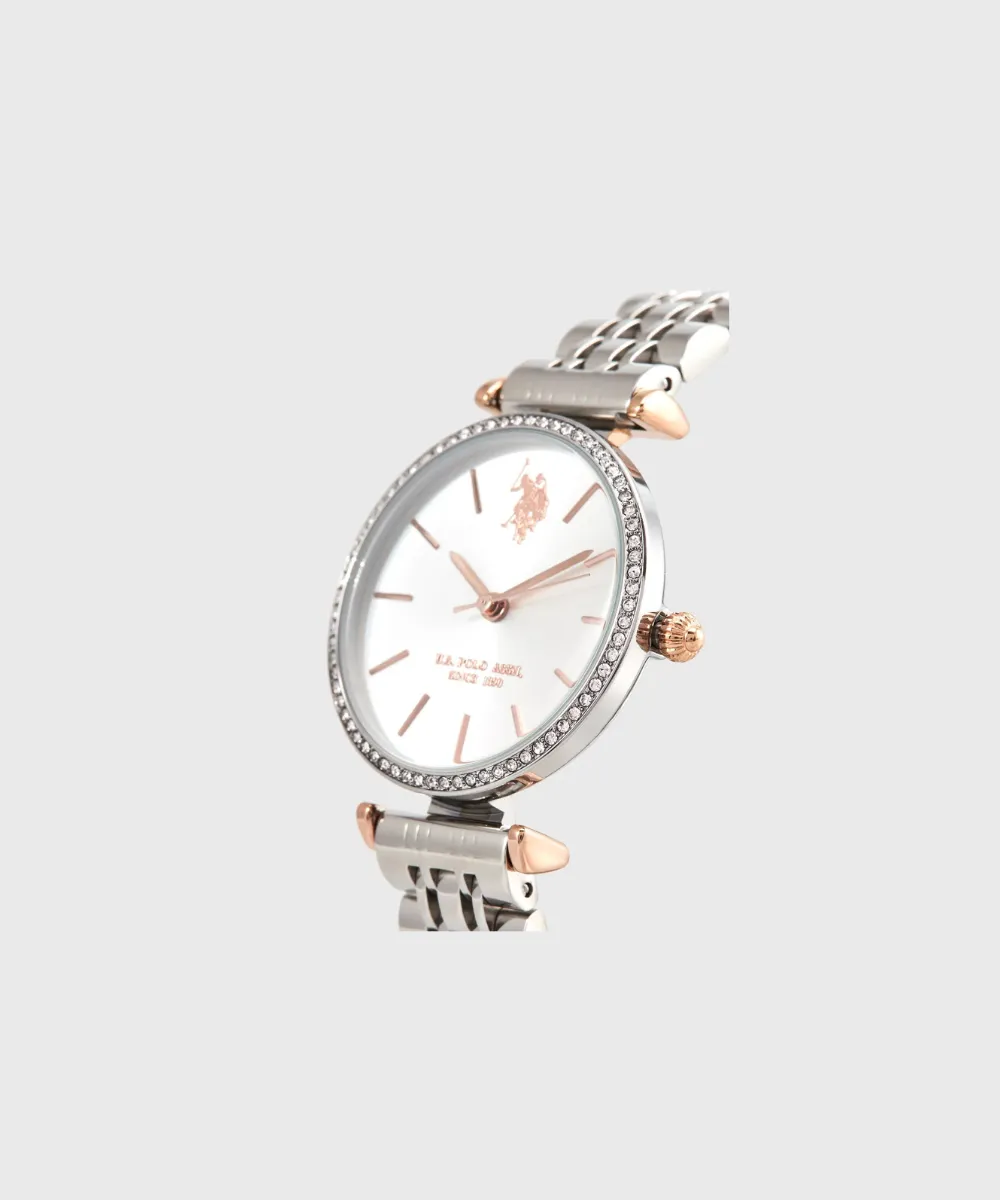 US POLO WOMEN ELEONOR STAINLESS STEEL BAND WITH STAINLESS STEEL PERSONALIZED BUCKLE