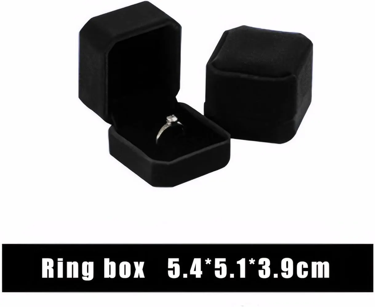 Velvet Jewelry Gift Box Set, Bracelet,Ring,Necklace Storage Case, Elegant Display Box for Wedding, Engagement, Proposal, Birthday and Anniversary (4, Black)
