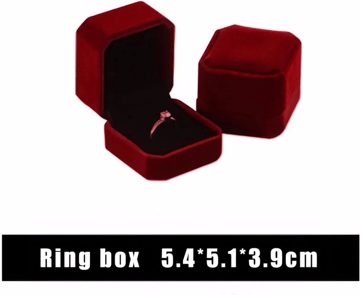 Velvet Jewelry Gift Box Set, Bracelet,Ring,Necklace Storage Case, Elegant Display Box for Wedding, Engagement, Proposal, Birthday and Anniversary (4, Red)