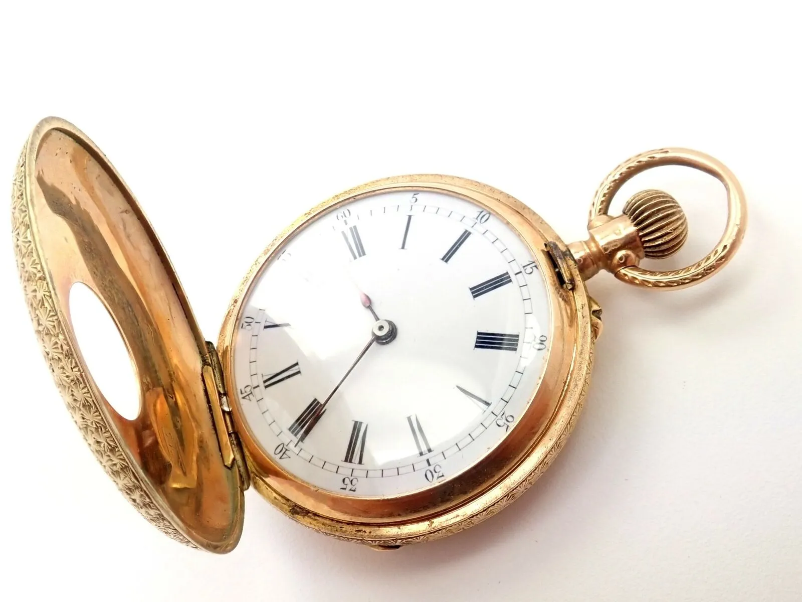 Vintage! Swiss 14k Yellow Gold Ladies Pocket Watch 33mm High Grade Movement