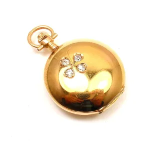 Vintage! Swiss Yellow Gold Diamond Ladies Pocket Watch High Grade Movement