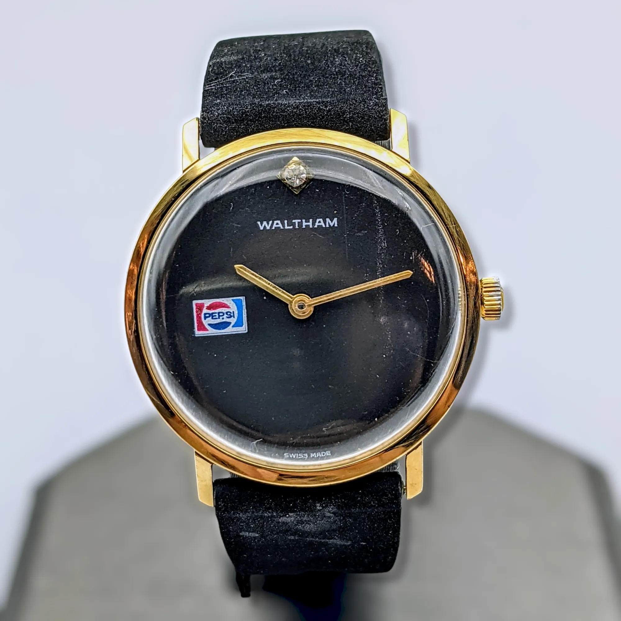 WALTHAM Pepsi Advertisement Watch Diamond Dial Swiss Wristwatch