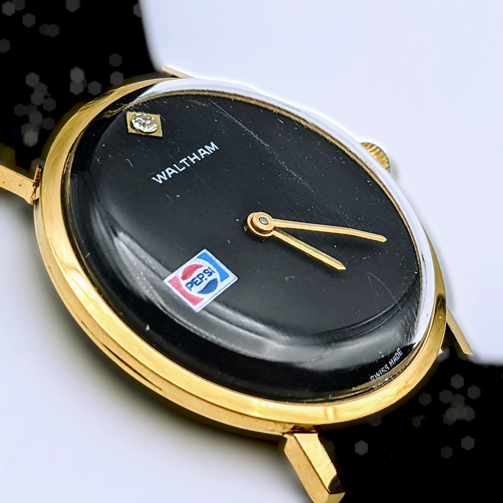 WALTHAM Pepsi Advertisement Watch Diamond Dial Swiss Wristwatch