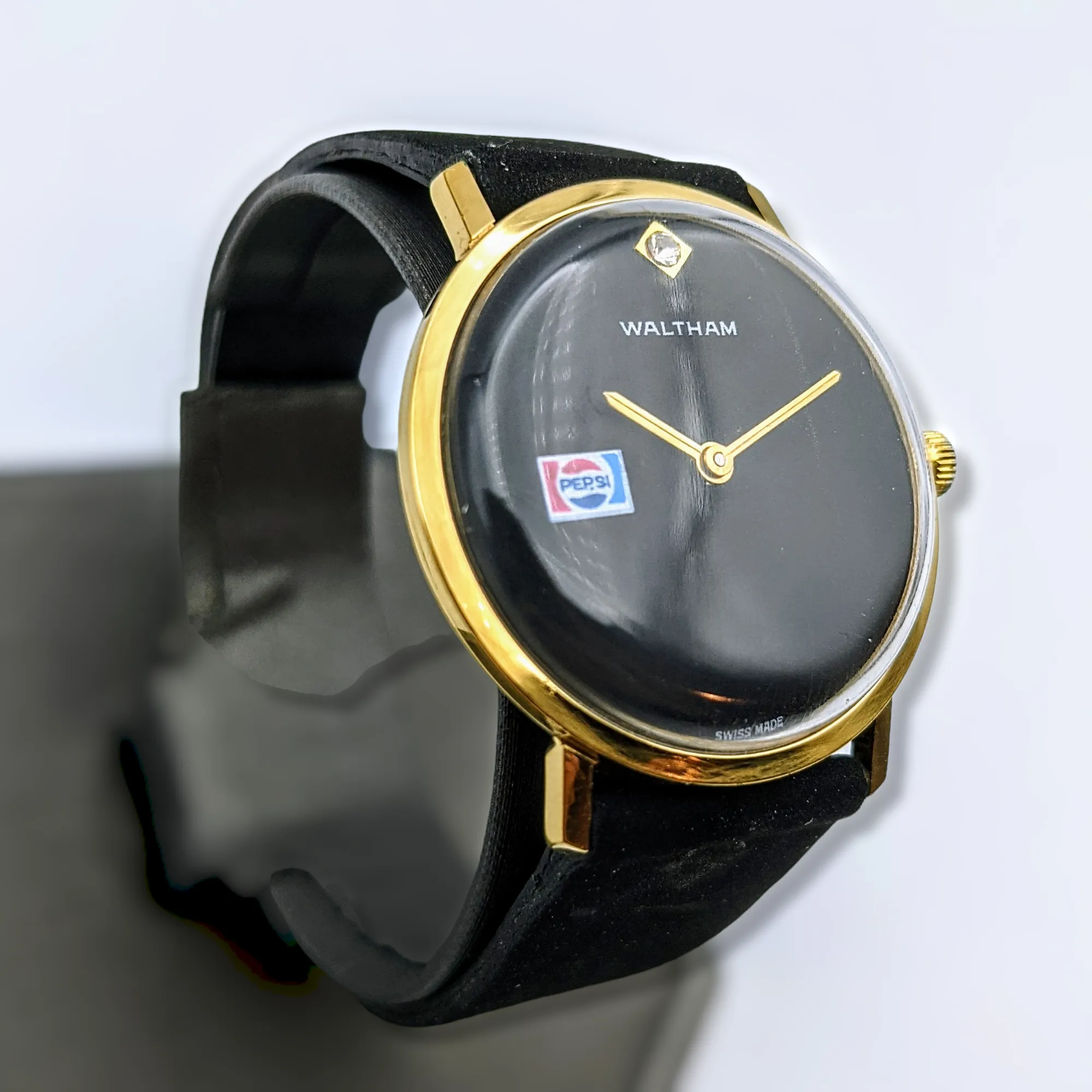 WALTHAM Pepsi Advertisement Watch Diamond Dial Swiss Wristwatch